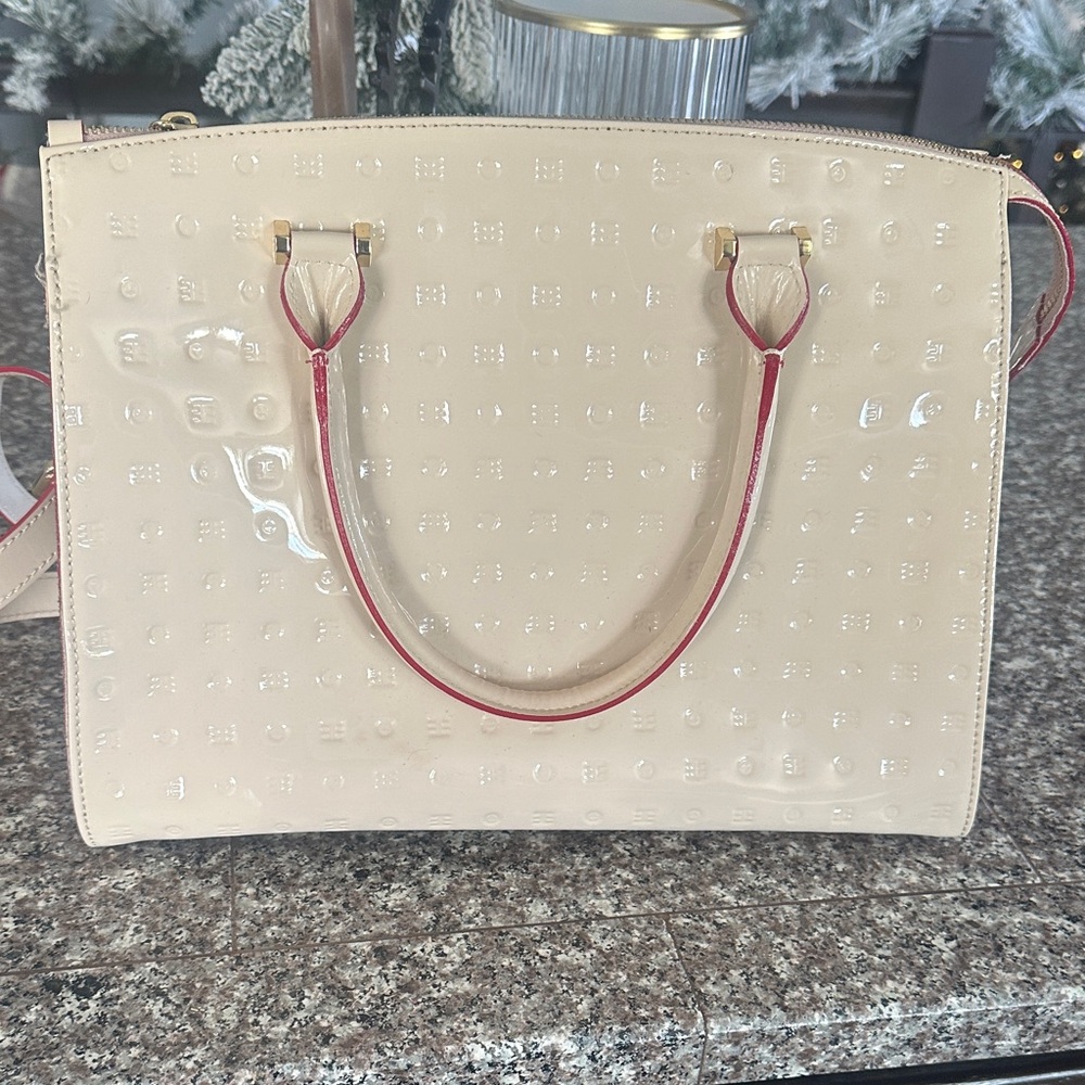 Arcadia Cream Shoulder Bag with Red Accents